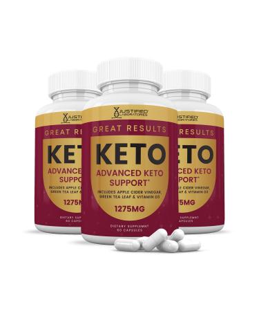 Justified Laboratories Great Results Keto ACV Pills 1275MG Formulated with Apple Cider Vinegar Keto Support Blend 60 Capsules (3 Bottles)