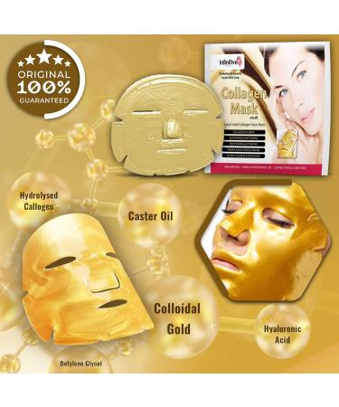 Infinitive Beauty Collagen Face Masks Gold Face Mask Hydrates Rejuvenates & Moisturises Skin (x10) - Buy Online on GoSupps.com