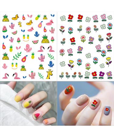 WOKOTO 12 Sheets Kids Nail Stickers - Self-Adhesive 3D Nail Art Decals for Girls, Women - Cute Carton Flowers, Animals, Fruits - Nail Decals KIT1 - Buy Online on GoSupps.com