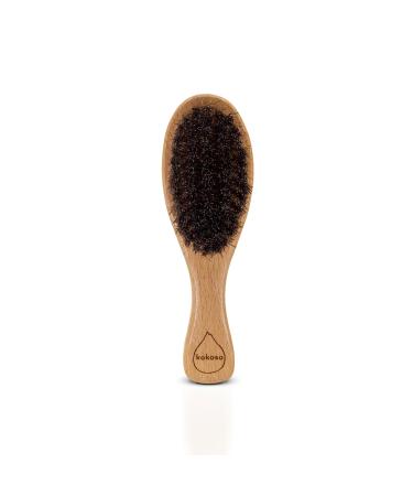 Kokoso Baby Wooden Brush - 100% Natural Horse Hair Bristles with Beech Wood Handle Perfect for Massaging Delicate Scalp - Helps to Remove Flakes and Scales - Free from Plastic