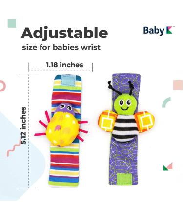 Baby K Foot Finder Socks & Wrist Rattles (Set C) - Brain Development Infant Toys for 0-12 Months - Butterfly Bugs Design - Buy Online on GoSupps.com