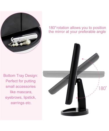 FASCINATE Trifold Lighted Makeup Mirror - 3 Color Lights, 72 LEDs, 10X/3X/2X/1X Magnification, Cord & Cordless, 180 Rotation - Portable HD Cosmetic Mirror (Black) - Buy Online on GoSupps.com