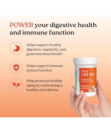 NatureCity True-Life-PB Shelf Stable Blend Prebiotics and Probiotics for Women and Men - Digestive Gut Health Supplements for Women and Men - Dairy Free - (60 Veggie Capsules) 1 Count (Pack of 60) - Buy Online on GoSupps.com