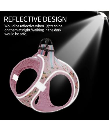 Buy Heele Anti-Pull Dog Harness for Small Dogs - Breathable Adjustable Reflective Soft & Safe - Flower Pink | International Shipping Available - Buy Online on GoSupps.com