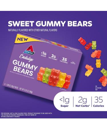 Atkiins Endulge Gummy Bears Low Sugar Low Carb 35 Calorie Treats Keto Candy 6 Count (180g) - Buy Online on GoSupps.com