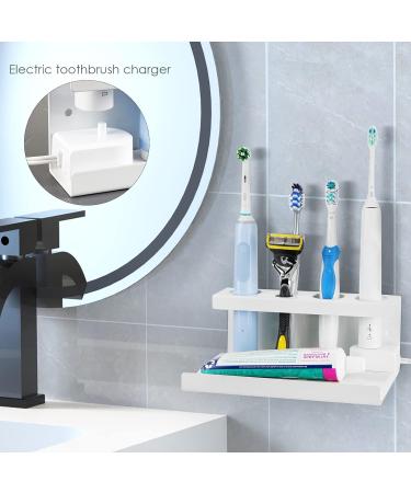Adorila Electric Toothbrush Holder | Pebble Gate Sink Organizer | Wall-Mounted Compatible with Philips Sonicare & Oral-B (White) - Buy Online on GoSupps.com