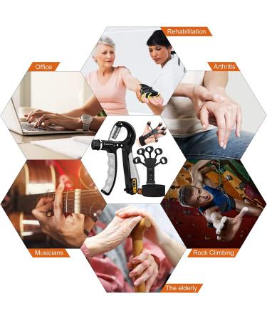 Adjustable Hand Grip Strengthener, Finger Stretcher & Trainer for Muscle Building, Therapy & Pain Relief - Arthritis & Carpal Tunnel Support - Buy Online on GoSupps.com
