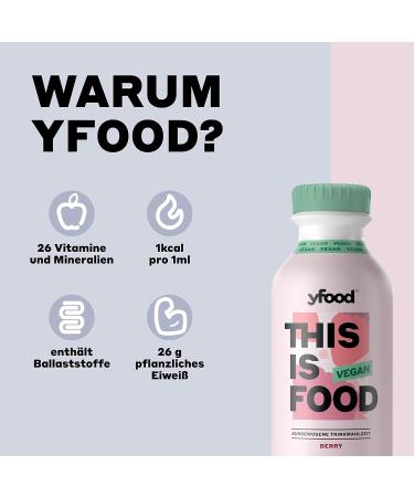 Yfood Drink Vegan Berry - Convenient Vegan Meal Replacement | 26g Protein 12 Pack (500ml) - Delicious On-the-Go Nutritional Beverage - Buy Online on GoSupps.com