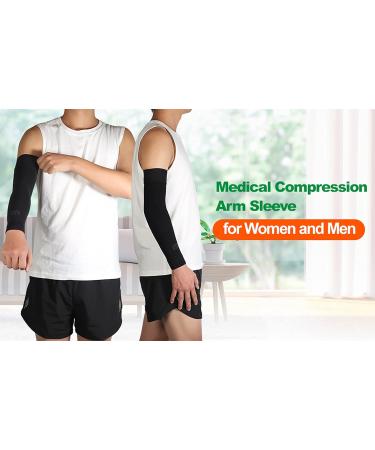 MGANG Lymphedema Compression Arm Sleeve | 15-20 mmHg Full Arm Support | Post Surgery Recovery | Silicone Band | Black | Large - Buy Online on GoSupps.com