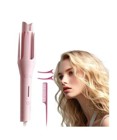 Small Curling Iron 1 Inch Auto Hair Curler Auto Shut Off Instant Heat Wand Curling Iron Pink