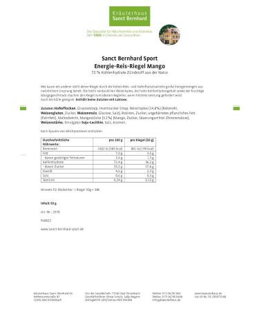 Sanct Bernhard Sport Energy Rice Bar Mango - 11-Pack | Boost Energy & Taste | Buy Online - Buy Online on GoSupps.com