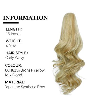 Parxitn 40cm Ponytail Extension - Clip-in Synthetic Claw Hair in Dark Blonde & Bleaching Blonde - 16 Inch Braid - Buy Online on GoSupps.com