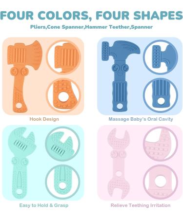 TYRY.HU BPA Free Silicone Teething Toys for Baby Training - 4pcs Baby Toothbrush Teether Chew Toy - Cooling Tools Shape Teether Relief Gift for Newborn - Buy Online on GoSupps.com