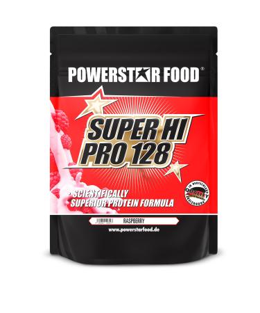Powerstar Super Hi Pro 128 |Multi-component protein powder Raspberry 1kg |Highly possible biological value |Protein powder with 80% protein i.tr.|Protein shake for muscle building & losing weight Raspberry 1 kg (1 Pack)