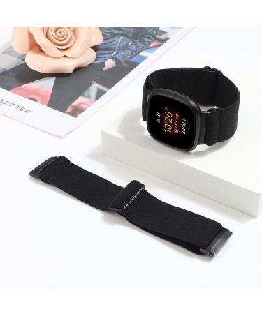 WONMILLE Adjustable Elastic Band for Fitbit Versa 3/Sense - Nylon Sport Strap for Women - Black - Buy Online on GoSupps.com