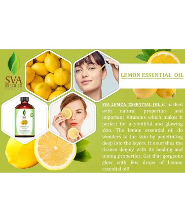 SVA 100% Pure Cold Pressed Lemon Essential Oil 4 OZ (118 ML) - Virgin/Unrefined for Hair, Skin Care, Aromatherapy - Buy Online on GoSupps.com