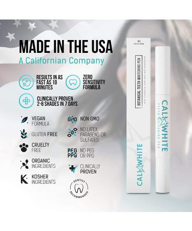 Cali White Vegan Natural Teeth Whitening Pen - Zero Peroxide Gel, Made in USA, Sensitive & Convenient On-The-Go Brush - Instant Professional Results & Organic Mint - Buy Online on GoSupps.com