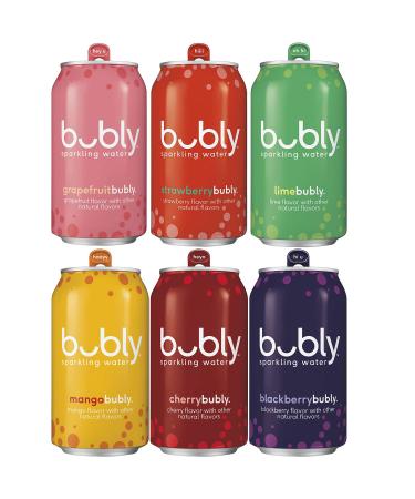 bubly Sparkling Water, 6 Flavor Variety Pack, 12 fl oz Cans (18 Pack), zero calories & zero sugar 6 Flavor Bubly Bunch Variety Pack
