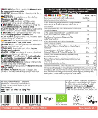 Sevenhills Wholefoods Organic Spirulina Powder 500g 500 g (Pack of 1) - Buy Online on GoSupps.com