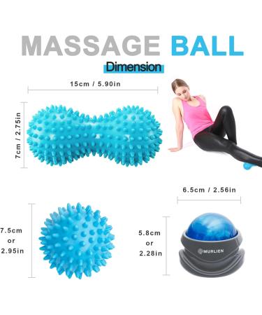 MURLIEN Massage Roller Set & Massage Ball - Blue | Enhance Recovery & Relaxation | Shop Internationally - Buy Online on GoSupps.com