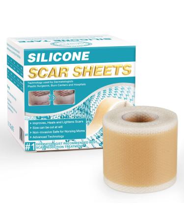 ZODENIS Silicone Scar Tape Silicone Scar Sheets (1.6 x 120 Roll-3M) Reusable Professional Scar Removal Sheets for C-Section Surgery Burn Keloid Acne et 12 Month Supply