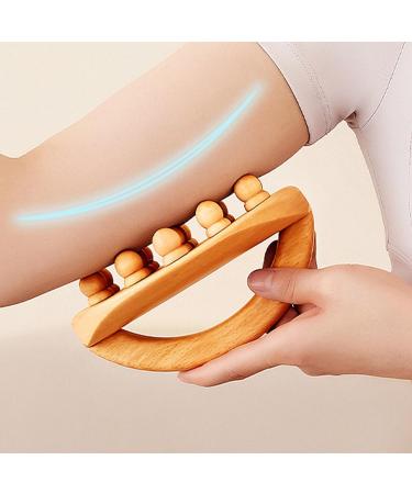 Hand-Held Wooden Body Massage Brush with Smoothing Pearls - Meridian Gua Sha Device for Muscle Relaxation | International Shipping - Buy Online on GoSupps.com
