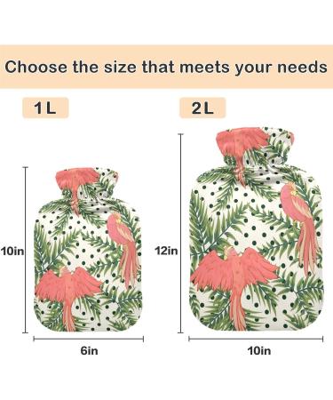 Naanle 2L Hot Water Bottle with Cover - Palm Leaf Parrots - Pain Relief & Heat Therapy for Menstrual Cramps - Transparent Large Hot Water Bottle - International Shipping - Buy Online on GoSupps.com