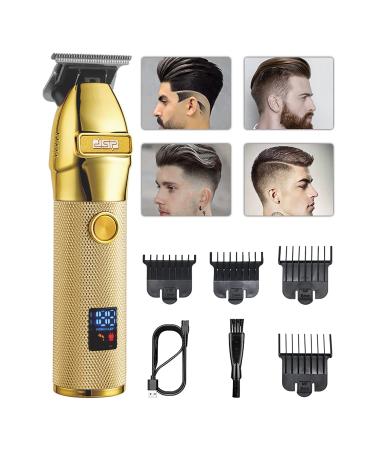 DSP Cordless Hair Clipper for Men Electric Beard Trimmer Hair Trimmer Rechargeable T Trimmer Clipper Machine for Cutting Hair for Men with LED Display (Gold)