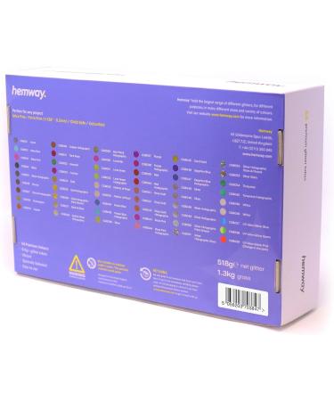 Hemway Fine Glitter Shaker Set - 54 x 9.6g Multi-Purpose Craft Glitter for Art Resin Decorations Makeup & Nails - International Shipping Available - Buy Online on GoSupps.com