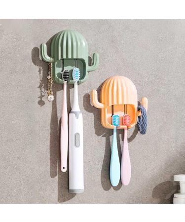 Haiaxx Wall-Mounted Cactus Toothbrush Holder - Multifunctional Bathroom Organizer & Hook for Razors | Stylish White Design - Buy Online on GoSupps.com