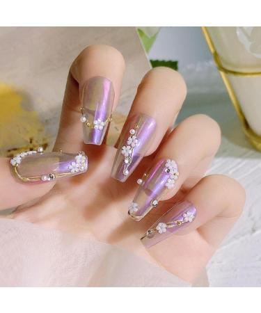 3D Flower Nail Charms with Gold Silver Beads - Nail Art Decorations for DIY Designs - Buy Online on GoSupps.com