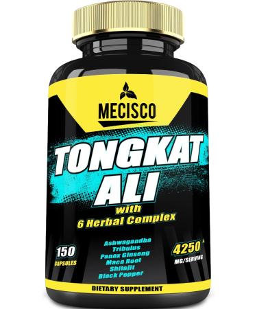 7in1 Tongkat Ali with Tribulus Terrestris 4250mg - 150 Capsules - Highest Potency with Ashwagandha Root, Panax Ginseng Root, Maca Root, Shilajit Powder and Pepper
