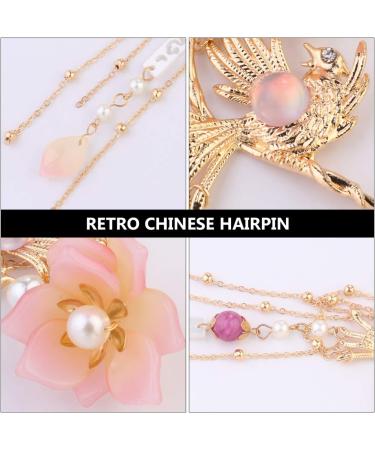 FRCOLOR Pink Pearl Flower Hair Stick Chinese Hair Chopsticks Vintage Long Tassel Hairpin Chignon Chopsticks Hanfu Hair Making Accessories - Buy Online on GoSupps.com
