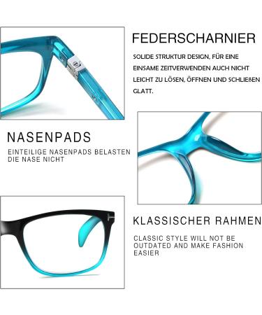Kerecs 3 Pack Women's Reading Glasses - High-Quality Rectangular Spring Hinges in 3 Colors (1.25) - Comfortable Reading Aid - Buy Online on GoSupps.com