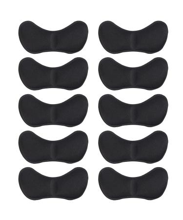 LEEQBCR 10 Pieces Heel Cushion Inserts Heel Cushion Pads Heel Shoe Grips Liner Self-adhesive Shoe Insoles Foot Care Protector Shoes Prevent Heel Slipping Improved Shoe Fit Rubbing Blisters(Black)