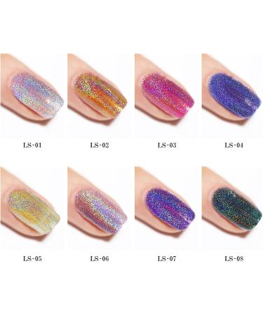 Cycullinyt Laser Gel Nail Polish Kit 8Pcs Shiny Easy Peel Off and Fast Dry Nail Polish Soak Off Sparkle Gel Polish for Manicure - Buy Online on GoSupps.com