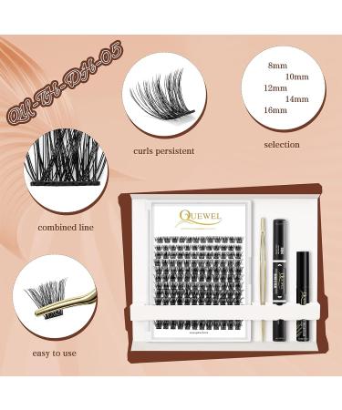 QUEWEL DIY Eyelash Extensions Kit with Lash Clusters & Applicator Tool - Easy Home Application with Super Hold Bond and Remover - Honey01-Kit 144 Pcs - Buy Online on GoSupps.com