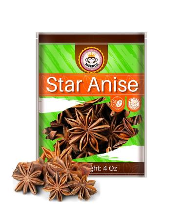 Meekus, Star Anise (Anis Estrella), Whole Chinese Star Anise Pods, Dried Anise Star Spice 4 Oz 4.0 Ounces