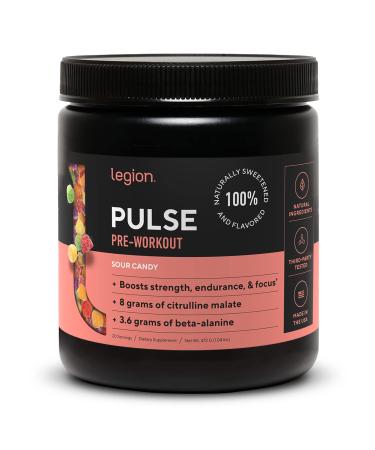 LEGION Pulse Pre Workout Supplement - All Natural Nitric Oxide Preworkout Drink to Boost Energy  Creatine Free  Naturally Sweetened  Beta Alanine  Citrulline  Alpha GPC (Sour Candy)