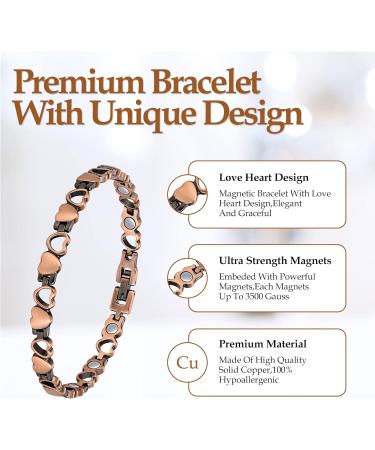 Jecanori Lymph Drainage Magnetic Bracelets and Rings - Copper Magnetic Jewelry Set for Women | Strong 3500 Gauss Magnets | Adjustable Size | Gift Box Included - Buy Online on GoSupps.com