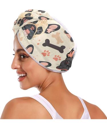 Dog Bones Footprint Hair Towel 2 Pack - Super Absorbent Quick Dry Hair Turbans for Women & Girls - Buy Online on GoSupps.com