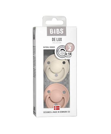 BIBSE de Lux BPA-Free Cherry Nipple Pacifiers 2-Pack - Natural Rubber Made in Denmark | 6-18 Months Ivory/Blush - Buy Online on GoSupps.com
