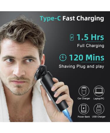 SweetLF Men's Electric Razor - Wet & Dry Cordless Rechargeable Rotary Shaver with Sideburns Trimmer IPX7 Waterproof LED Display Ultra-Lightweight for Travel Ergonomic Grip Blue - Buy Online on GoSupps.com
