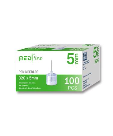 MedtFine Insulin Pen Needles 32G 5mm (3/16") 100 Pieces