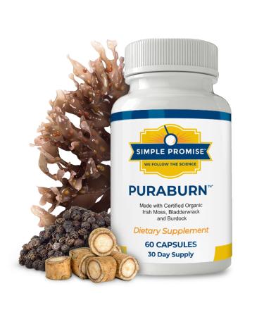 Simple Promise PuraBurn - Herbal Wellness Supplement with Organic Irish Sea Moss Bladderwrack & Burdock Root - Supports Digestive Health & Nutrient Absorption - 60 Capsules