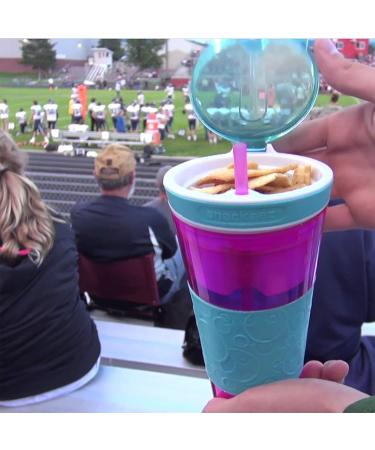 Snackeez Large Travel Snack Cup with Straw - Pink - Pack of 1 - Buy Online on GoSupps.com