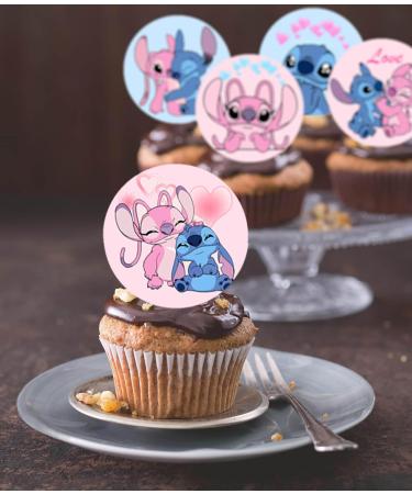 24 x Pre-Cut Stitch & Angel Edible Stand up Wafer/Rice Paper Cupcake Cake Dessert Toppers Birthday Children's Kids Party Lilo and Stich Decorations (Stitch & Angel 1) - Buy Online on GoSupps.com