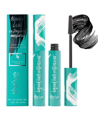 Thrive Mascara Liquid Lash Extensions Black Mascara for Natural Lengthening and Thickening Effect Waterproof Smudge-proof Natural No Clumping Smudging Lasting All Day  0.38 Ounce 0.38 Fl Oz (Pack of 1)