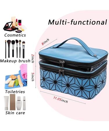 Luminous Holographic Large Makeup Bag for Women - Double Layer Cosmetic Travel Case - Portable & Waterproof Organizer - Buy Online on GoSupps.com