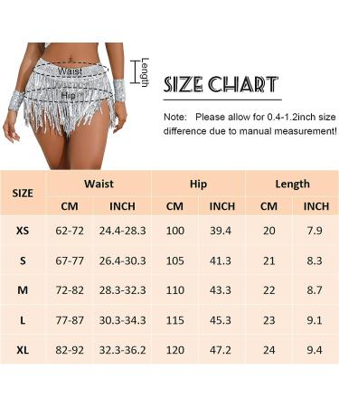 FEOYA Womens Sequins Tassel Festival Dance Sparkly Fringe Skirt - Silver2, X-Large - Buy Online on GoSupps.com